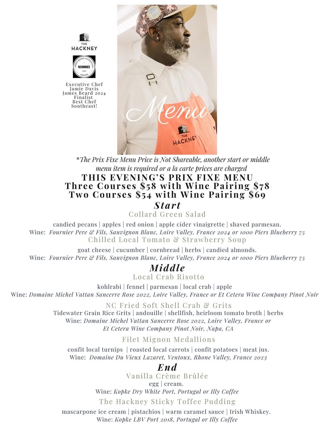 Prix Fixe Menu