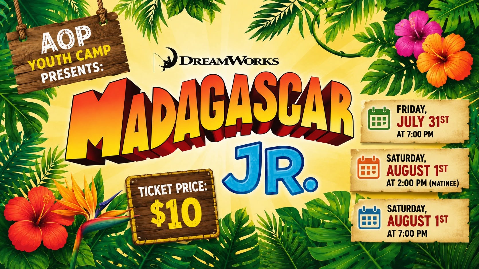 AOP Youth Camp Presents: Madagascar – A Musical Adventure Jr.