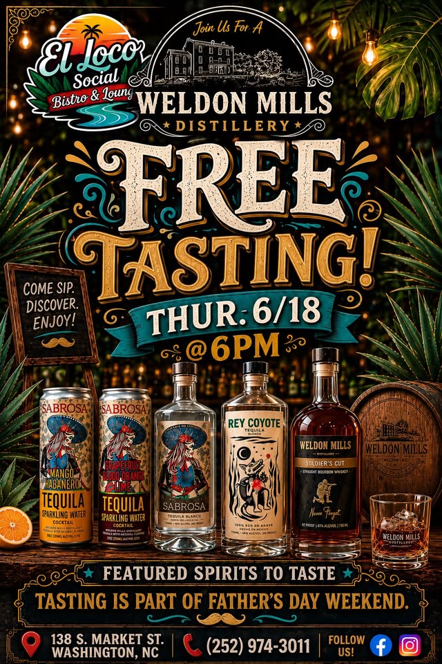 Weldon Mills Distillery Free Tasting Thur. 6/18 @6PM!🥃