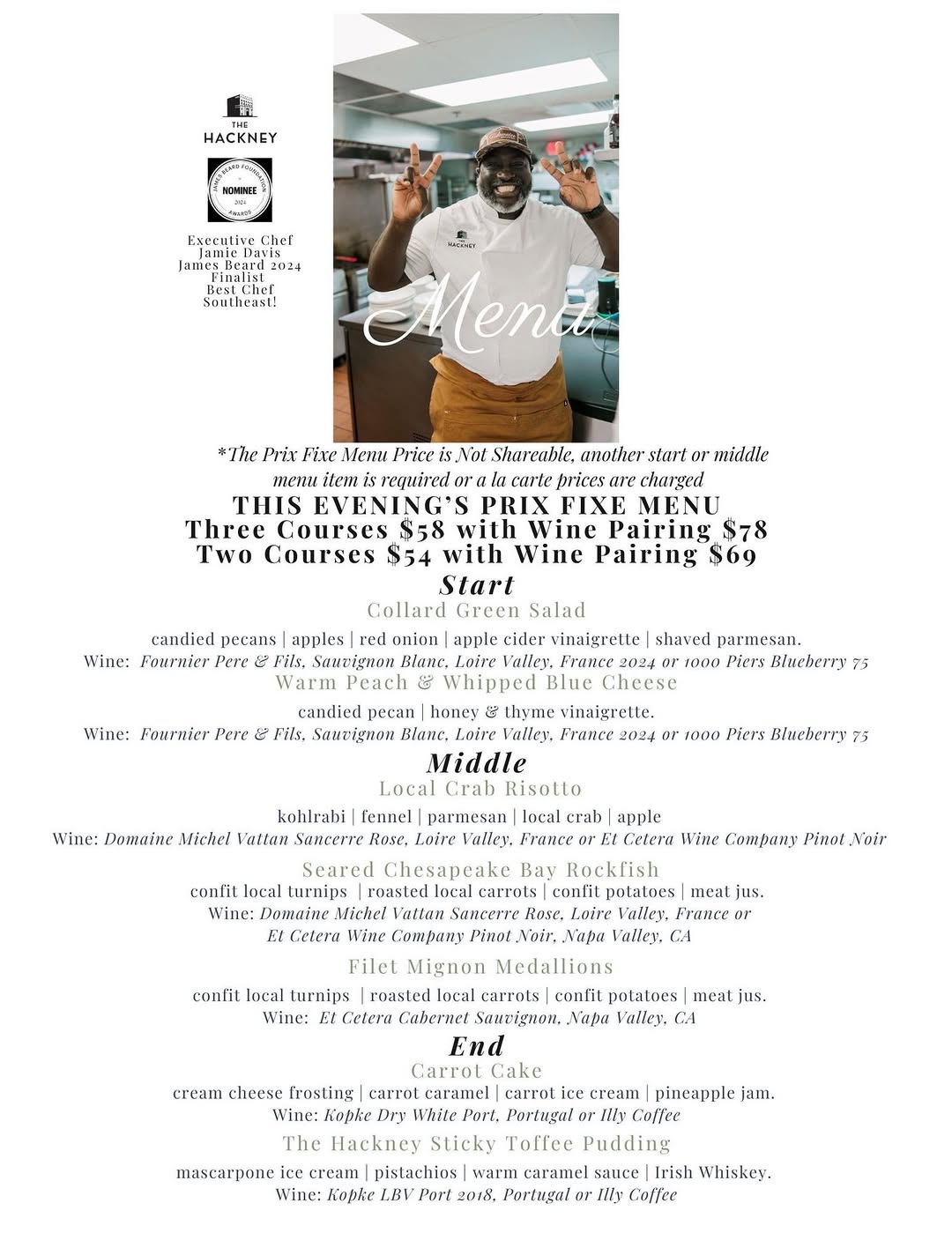 Wednesday's Prix Fixe